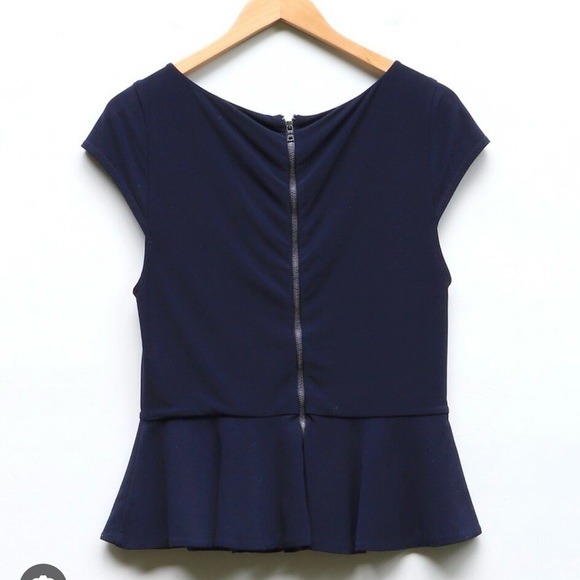 Alice + Olivia Navy Peplum Top Size Small - Picture 1 of 7
